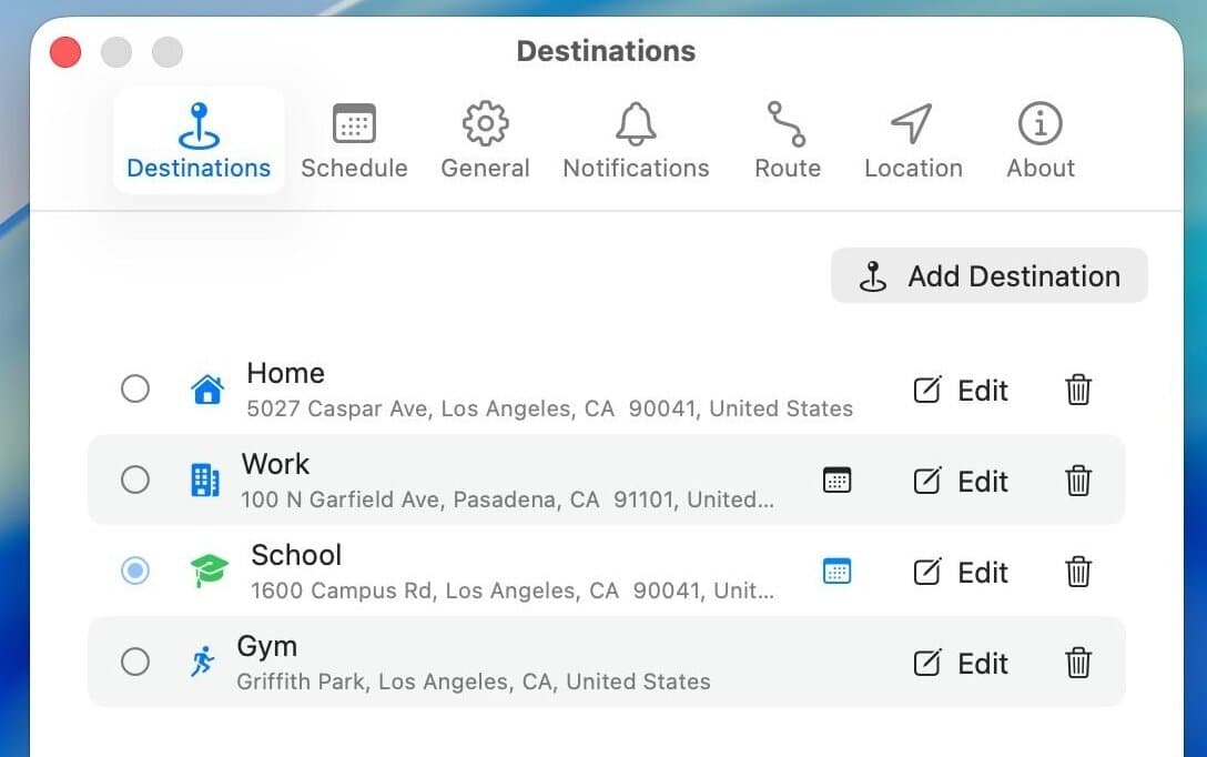Multiple destinations